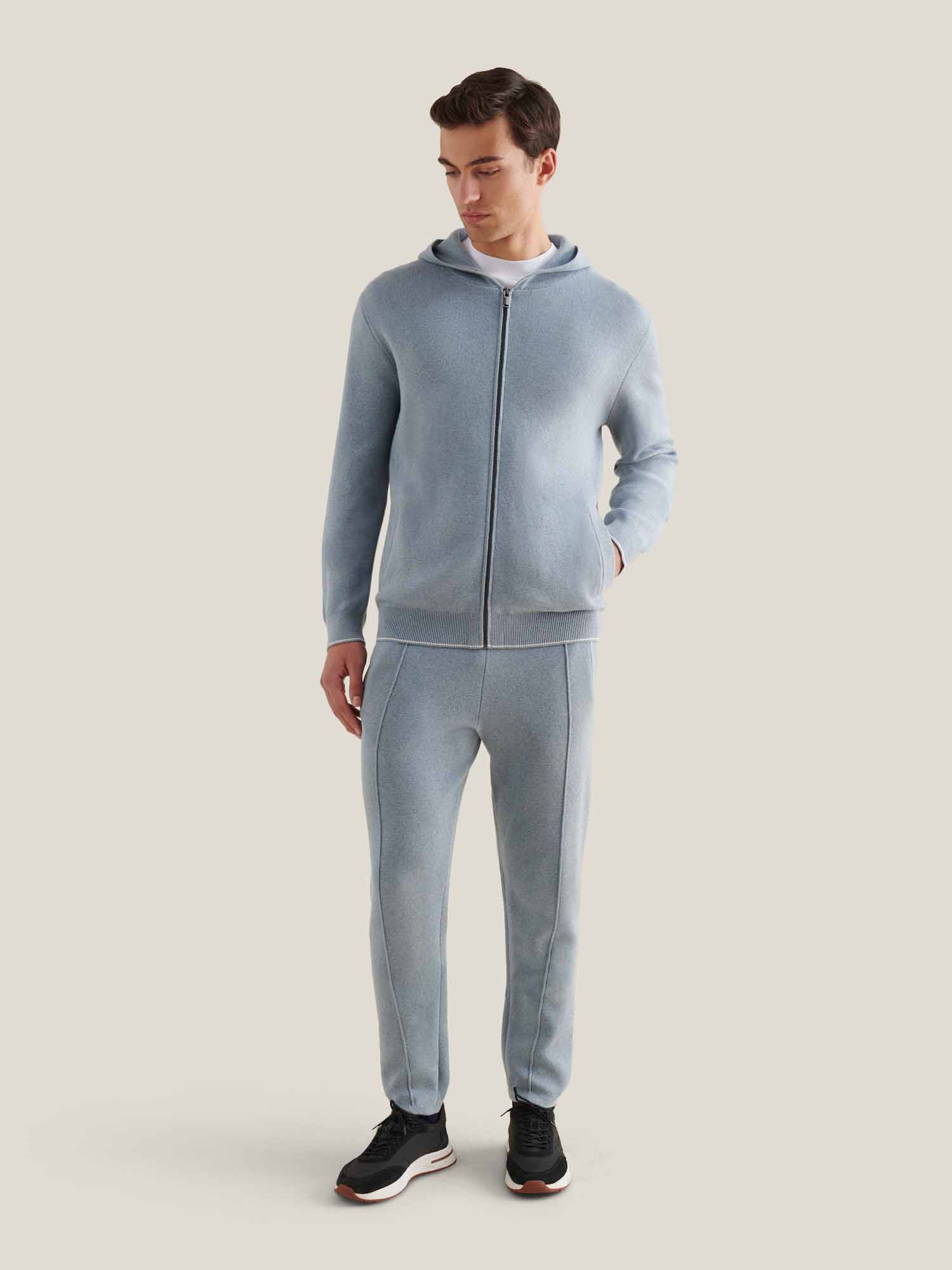 Peckham Rye Milano Knit Blue Blizzard Zip-Up Hoodie